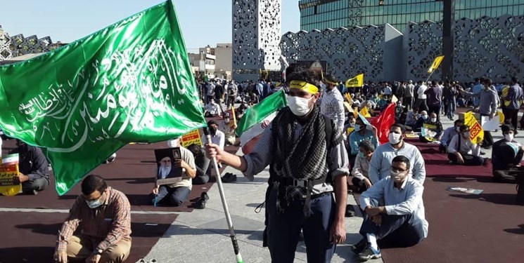 تجمع حماسی مردم تهران در حمایت از مردم فلسطین آغاز شد