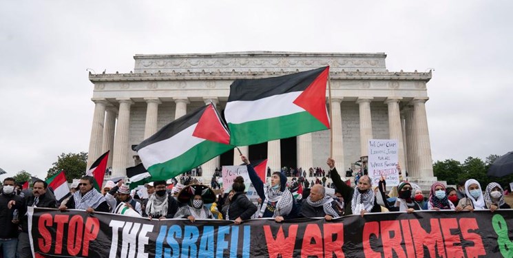 تظاهرات حامیان فلسطین در واشنگتن؛ «کمک مالی به اسرائیل متوقف شود»+عکس و فیلم