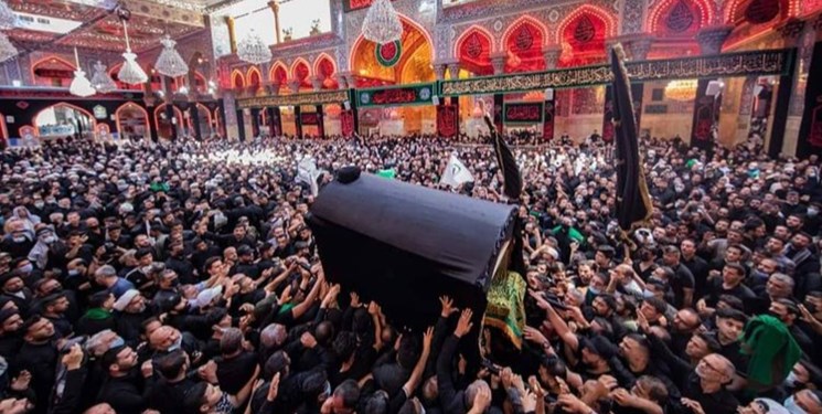پیکر آیت‌الله حکیم در حرم امام حسین(ع) تشییع شد+عکس و فیلم