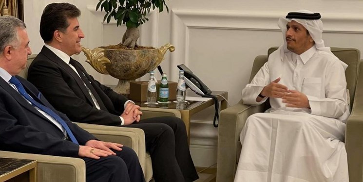 دیدار رئیس منطقه کردستان عراق با وزیر خارجه قطر