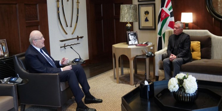 نخست وزیر لبنان در دیدار با شاه اردن درباره روابط دوجانبه و مسائل منطقه گفت‌وگو کرد