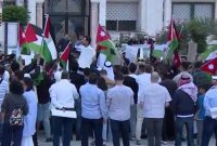تجمع اعتراض‌آمیز مقابل سفارت تل‌آویو در اردن