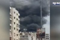 فیلم| وقوع آتش‌سوزی در ضاحیه بیروت