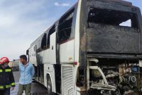 آتش سوزی اتوبوس زائران اربعین در ایلام مهار شد