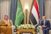 دیدار وزیر دفاع عربستان با رئیس شورای رهبری دولت مستعفی یمن 