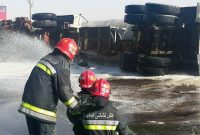 واژگونی تانکر حامل سوخت گاز مایع در اصفهان حادثه‌ساز شد