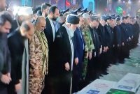 مراسم وداع با شهدای تروریستی حادثه شیراز در حرم رضوی برگزار شد