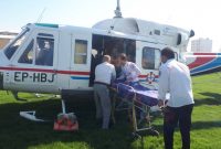 بیمار بدحال نوشهری با بالگرد اورژانس به ساری منتقل شد