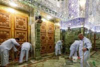 اطراف ضریح حرم امام علی (ع) شست‌وشو شد+عکس